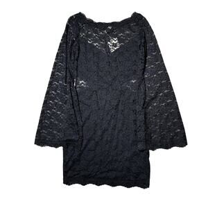 Free People Black Lace Flare Sleeve Dress
